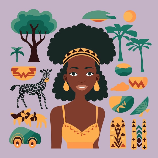 vector flat african day illustration