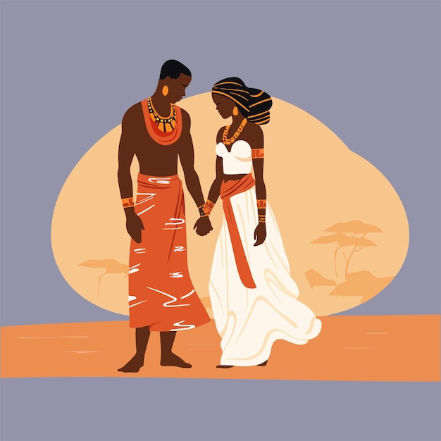 Vector flat african female dancers