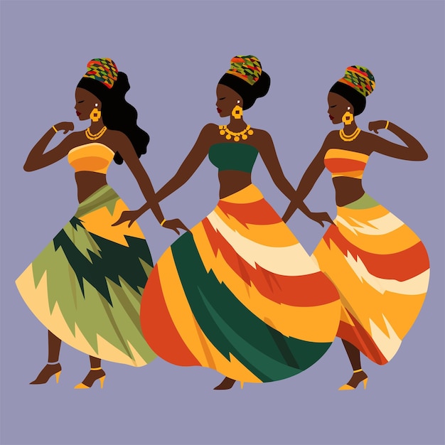 Vector flat Afrikaanse vrouwelijke dansers