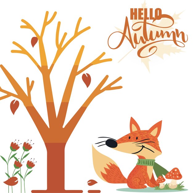 Vector flat autumn forest animal