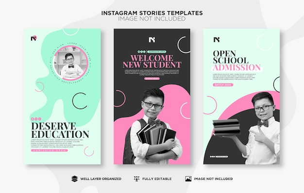 Vector vector flat back to school social media stories collection