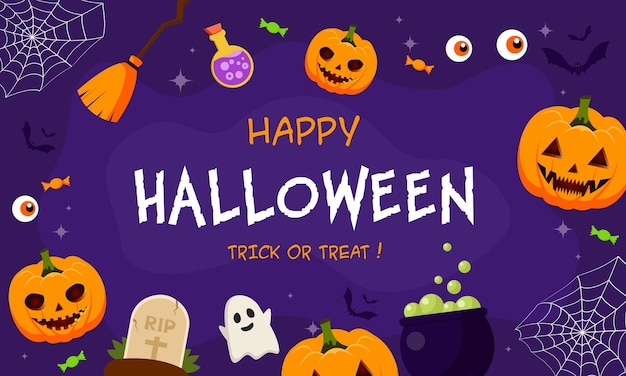 Vector flat background for halloween season celebration