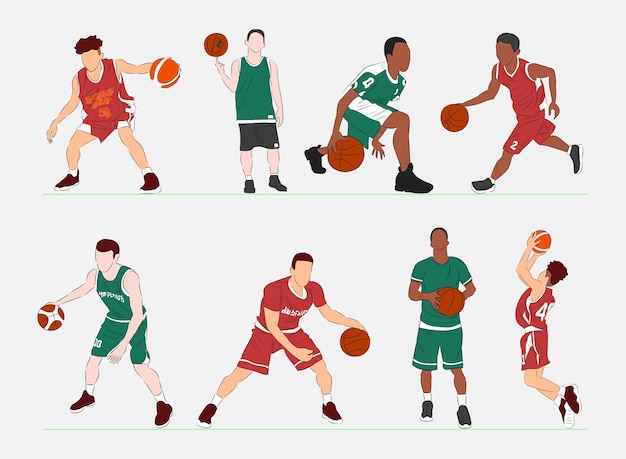 Vector vector flat basketball players collection