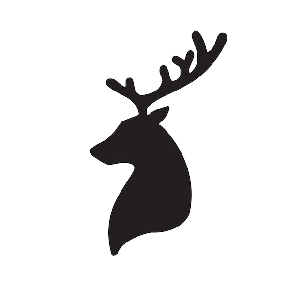 Vector flat black deer head silhouette