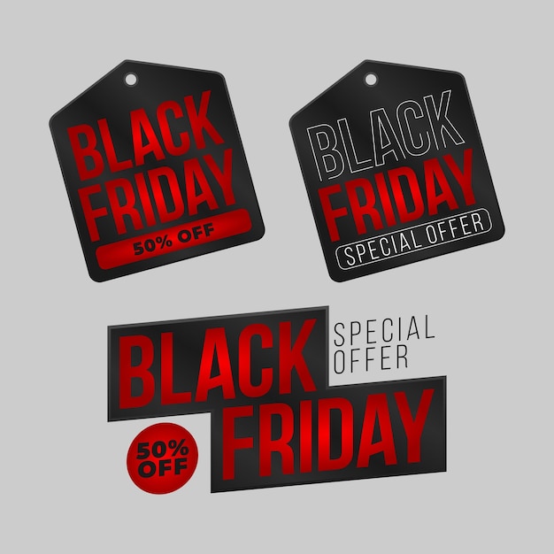 Vettore collezione di etichette vector flat black friday