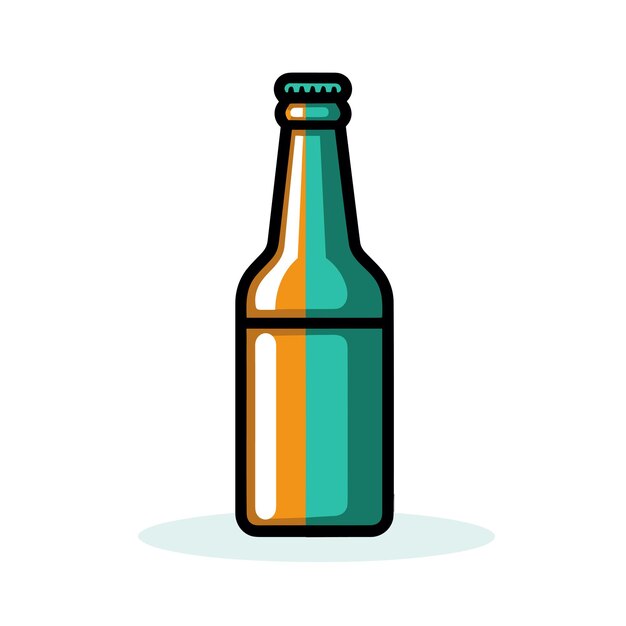 Vector vector of a flat bottle of beer on a white background