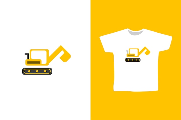 Vector flat bulldozer cartoon for print or t shirt concept design illustration