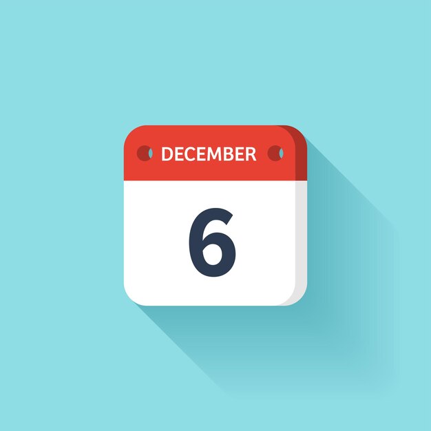 Vector flat calendar icon date time and month december