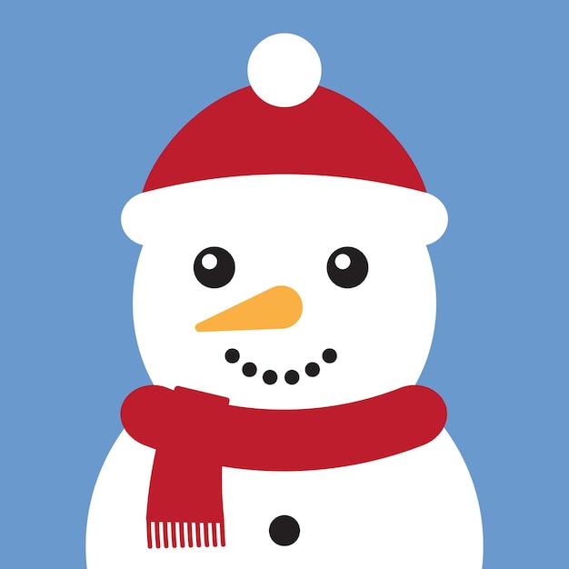 Vector flat cartoon snowman face