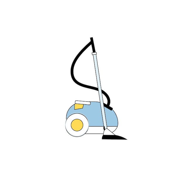 Vector flat cartoon vacuum cleaner isolated on empty background-modern home appliances and house cleaning concept,web site banner ad design