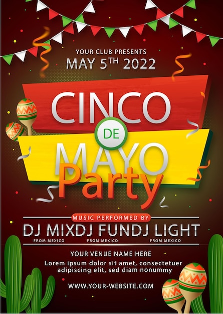 벡터 벡터 평면 cinco de mayo 수직 포스터 템플릿