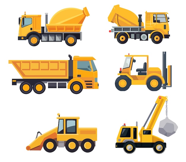 Vector vector flat construction truck white background isolated illustration minimal clipart vector st