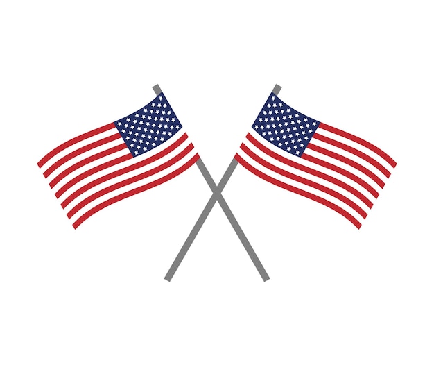 Vector flat crossed American USA flag