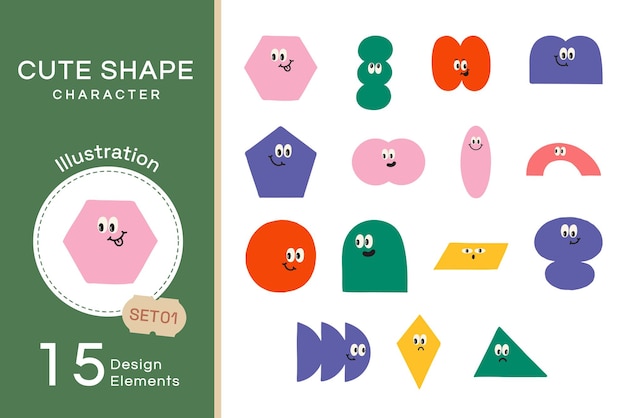 Vector vector flat cute shape characters set1