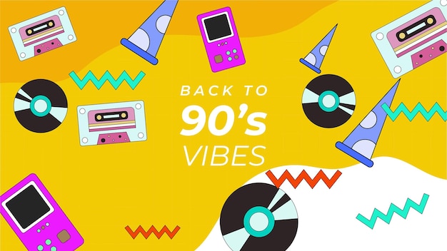 vector flat design 90s nostalgic music festival youtube thumbnail