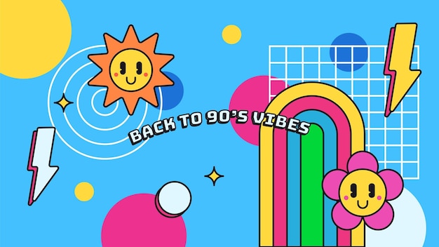vector flat design 90s party twitch background