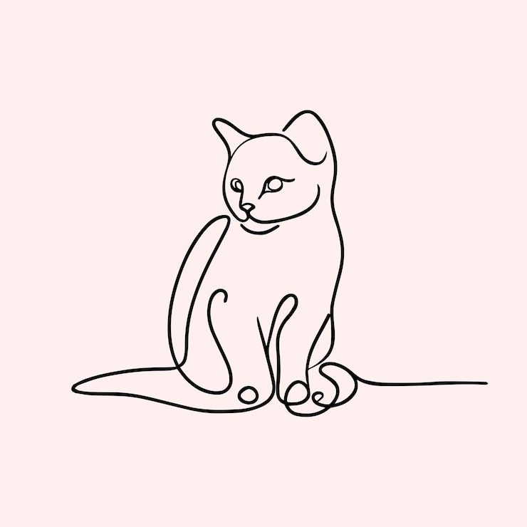 Vector vector flat design cat outline illustration01