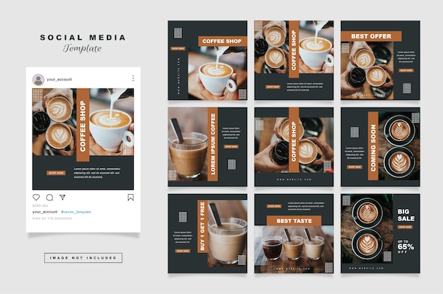 Vector vector flat design coffee instagram posts