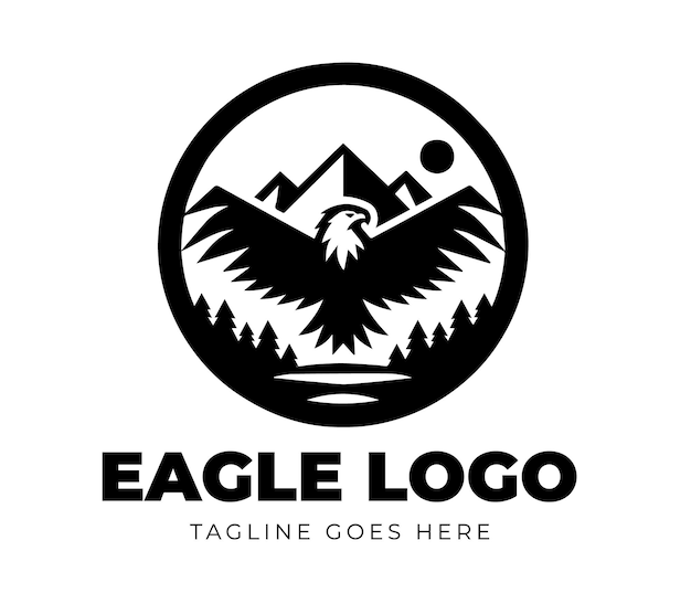 Вектор Шаблон логотипа векторного плоского дизайна орла