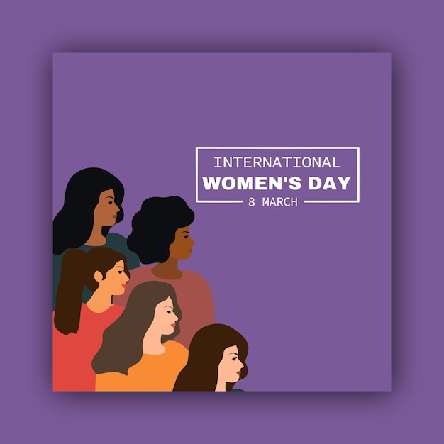 Vector flat design international women's day girl power post vector women empowerment post vector