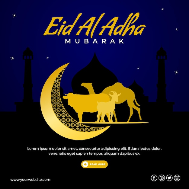 Vettore disegno piatto vettoriale per la celebrazione islamica dell'eid al-adha