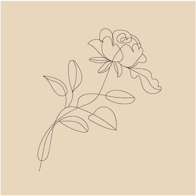 Vector vector flat design of linear leaves and flowers