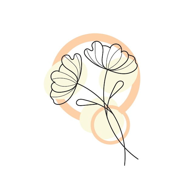 vector flat design of linear leaves and flowers