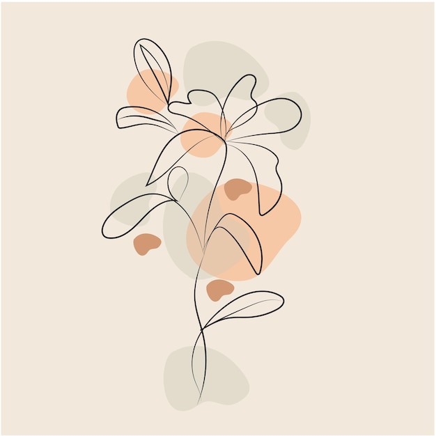 Vector flat design of linear leaves and flowers