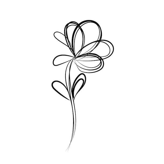 Vector vector flat design of linear leaves and flowers