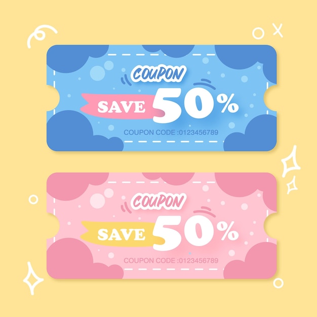 vector flat design love coupons illustration set