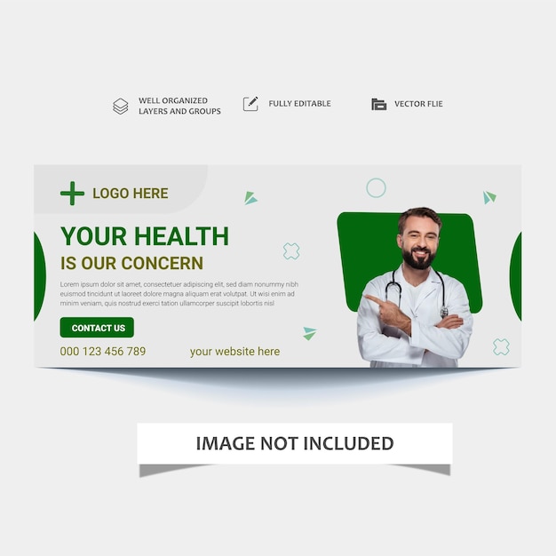 Vector flat design of medical web banner or facebook cover design