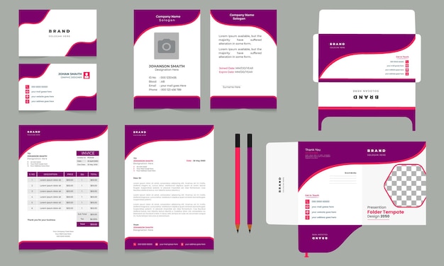 Vector flat design professional and modern corporate stationery template