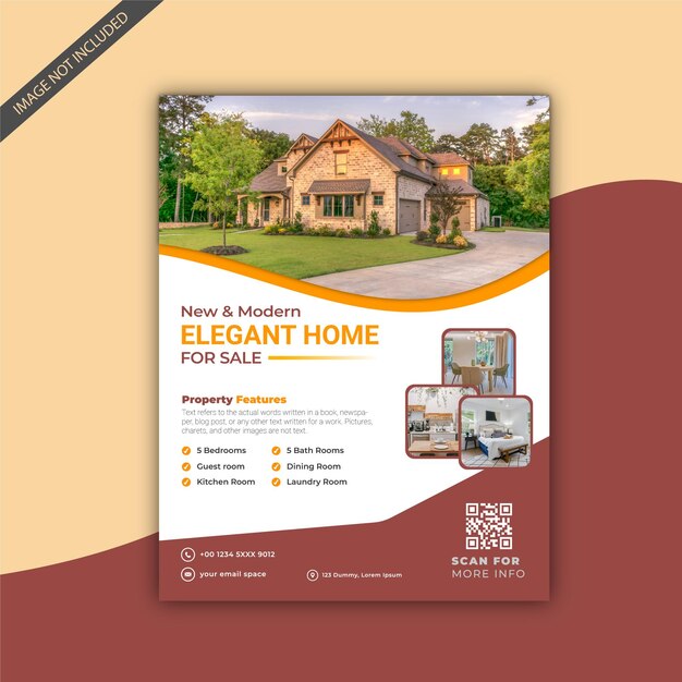 Vector vector flat design real estate flyer with photo