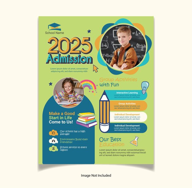 Vector vector flat design school admission poster