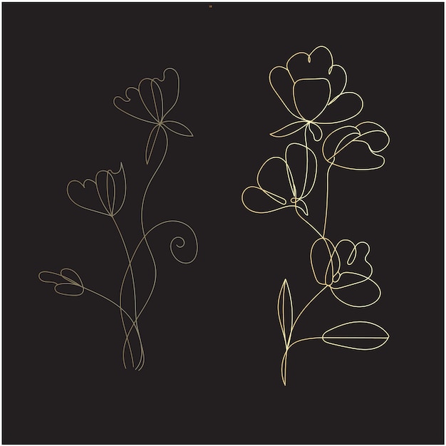 vector flat design simple flower outline