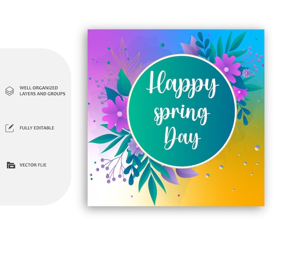 vector flat design spring instagram post design