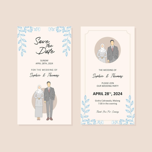 VECTOR FLAT DESIGN WEDDING INVITATION