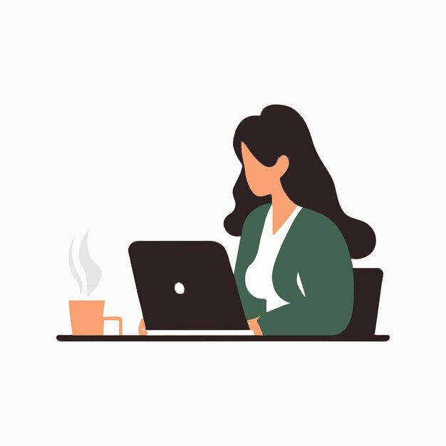 Vector flat design woman working scene