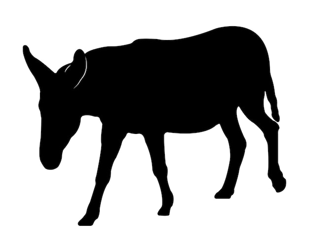 Vector flat donkey silhouette isolated on white background