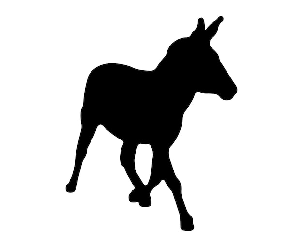 Vector flat donkey silhouette isolated on white background