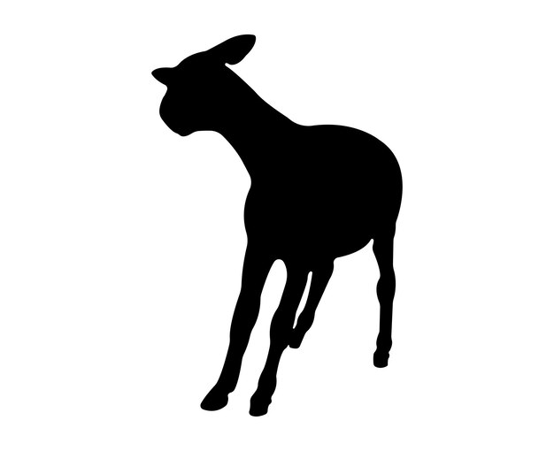 Vector flat donkey silhouette isolated on white background