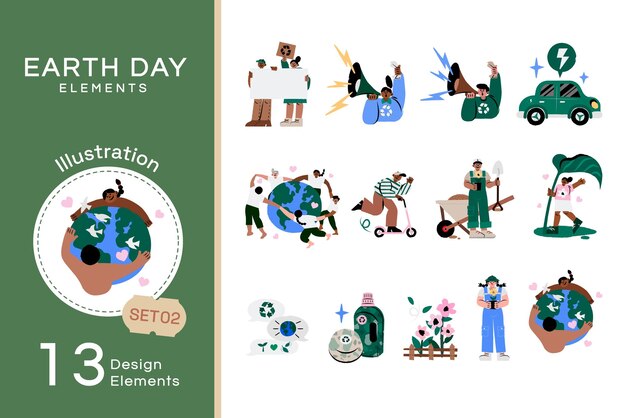 Vector vector flat earth day illustration set2