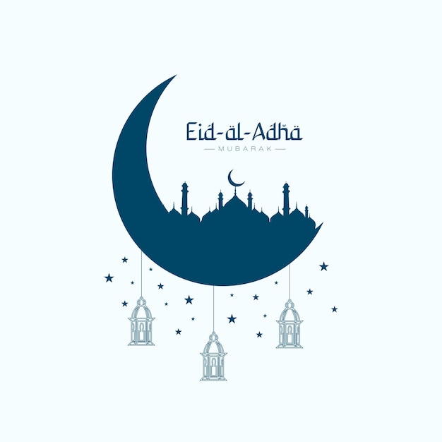 Vector flat eid al adha bakrid festival bel modello di social media con moschea