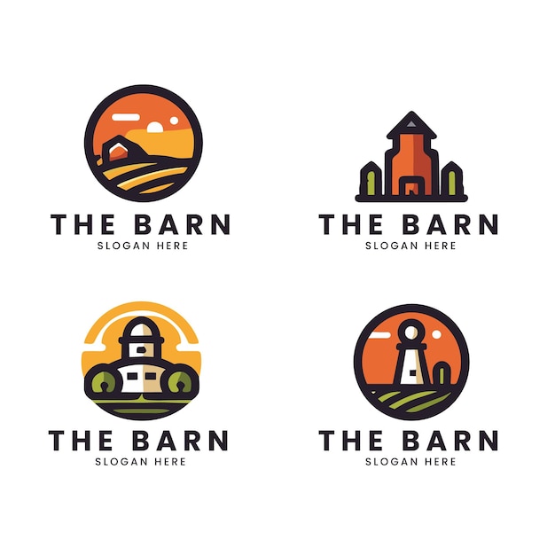 Vector flat farm logo and icon logo vector Bundle collection