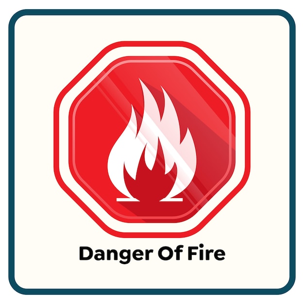 Vector flat fire icon in red shape. No fire sign isolated on cream background
