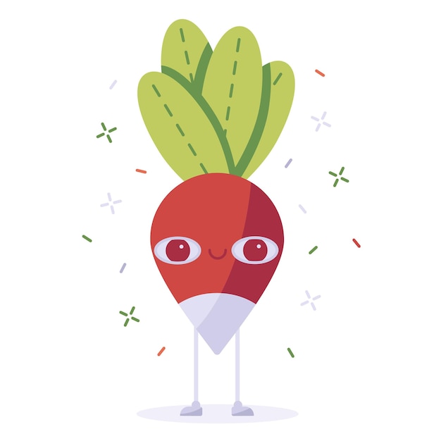 Vector vector flat funny cute cartoon mascot radish vegetable smiles