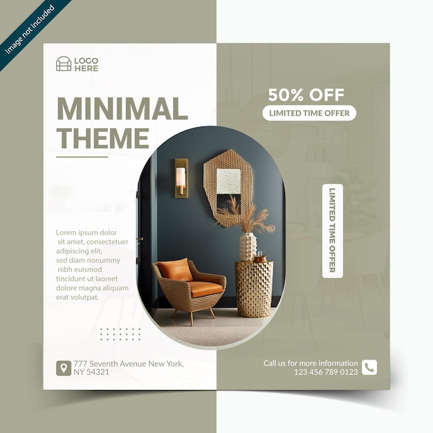 vector flat furniture square flyer template