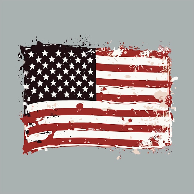 Vector flat grunge illustrazione della bandiera americana