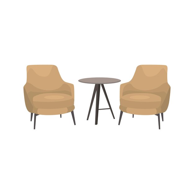 Vector vector flat guest table and chairs illustration on white background