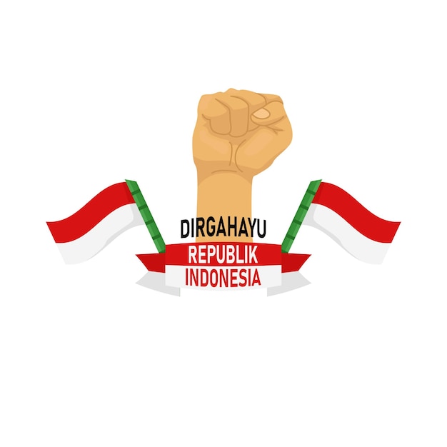 vector flat hand dirgahayu republik indonesian